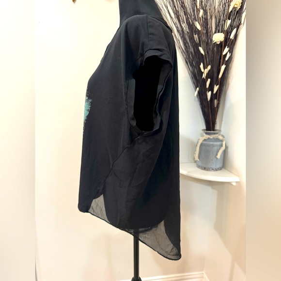 Velvet Thorn Sheer boho grunge style Black Graphic Top size Large - Picture 4 of 11